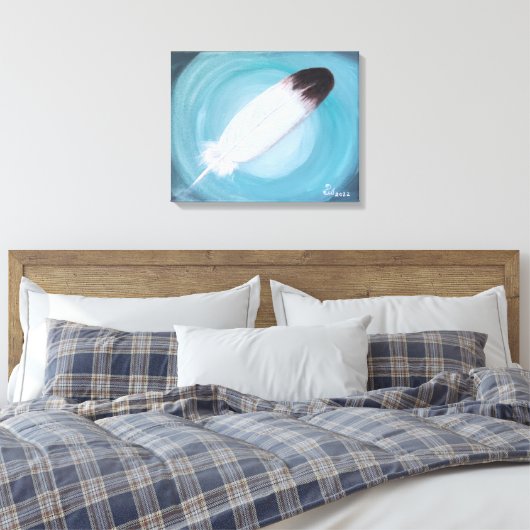 Native American Eagle Feather Turquoise Canvas Pr (Insitu (Slaapkamer))