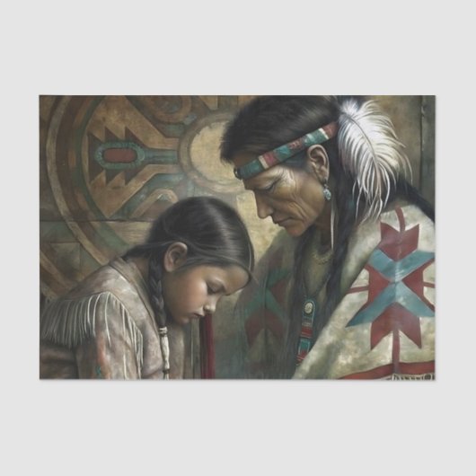 Native American Elder & Child Prayer Decoupage Tissuepapier (Voorkant)