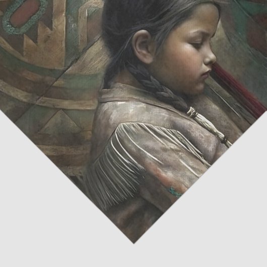 Native American Elder & Child Prayer Decoupage Tissuepapier (Detail)