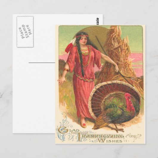 Native American en Turkije Briefkaart (Voorkant / Achterkant)