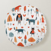 Native American Etnic Art Tribe kinderen boho Rond Kussen (Achterkant)