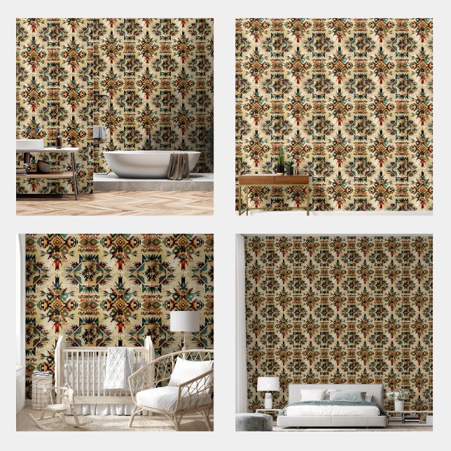 Native American Etnic Art Tribe Pattern  Behang (Native American Ethnic Art Tribe Pattern Vintage)