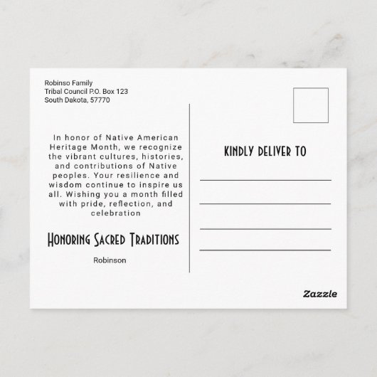 Native American Etnic Art Tribe Pattern  Briefkaart (Achterkant)