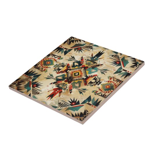 Native American Etnic Art Tribe Pattern Tegeltje (Zijkant)