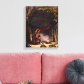 Native American Family under a Leaf Shelter (Colou Canvas Afdruk (Insitu (Woonkamer))