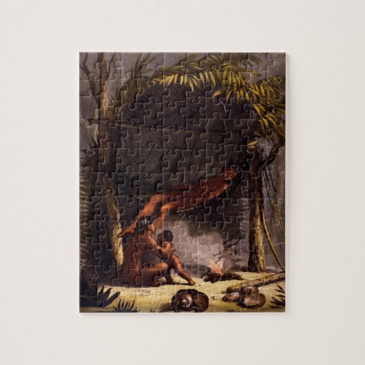 Native American Family under a Leaf Shelter (Colou Legpuzzel (Verticaal)