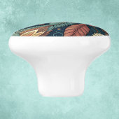 Native American Feather Swirl Terra Cotta Blauwgro Keramische Knop