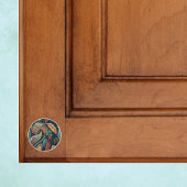 Native American Feather Swirl Terra Cotta Blauwgro Keramische Knop