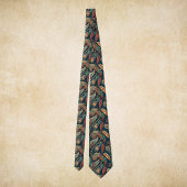 Native American Feather Swirl Terra Cotta Blauwgro Stropdas