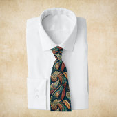 Native American Feather Swirl Terra Cotta Blauwgro Stropdas