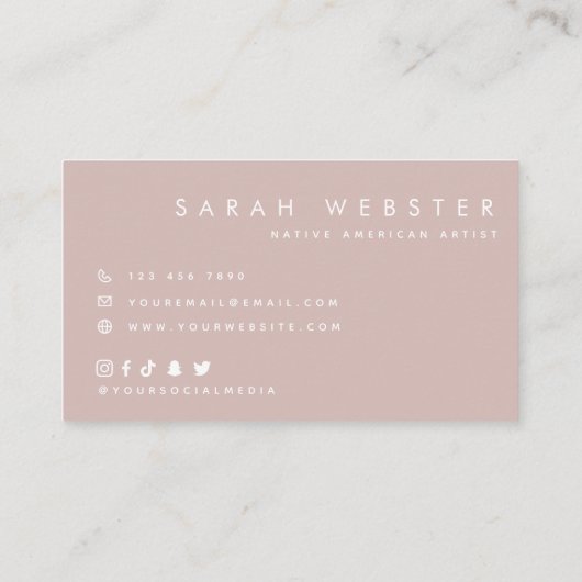 Native American Feather Waterverf Eenvoudige Elega Visitekaartje (Achterkant)