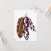 Native American Feathers Wenskaart Kaart (Voorkant / Achterkant in situ)
