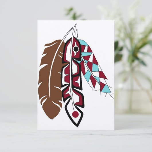 Native American Feathers Wenskaart Kaart (Staand voorkant)