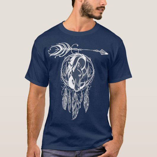 Native American Filigree Horse Dreamweaver 2 T-shirt (Voorkant)
