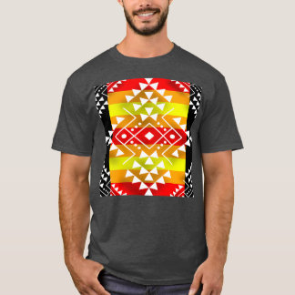 Native American Fire White Black Geometric P T-shirt