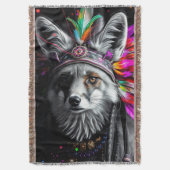 Native American Fox art Deken (Voorkant Verticaal)