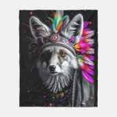Native American Fox art Fleece Deken (Voorkant)
