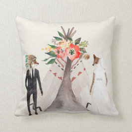 Native American Fox Bride and Groom Kussen