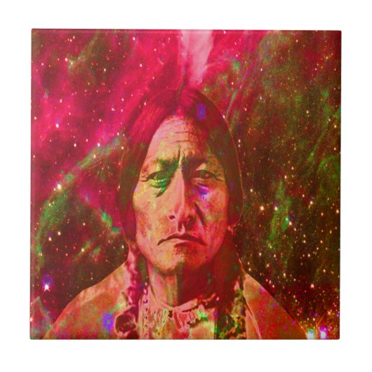 Native American Ghost of Sitting Bull Tegeltje (Voorkant)
