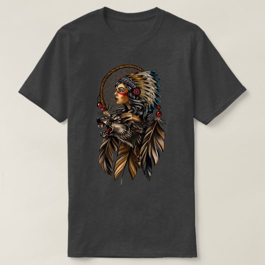 Native American Girl Chief T-shirt (Design voorkant)