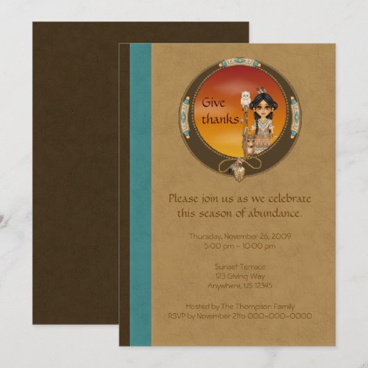 Native American Girl Kaart (Voorkant / Achterkant)