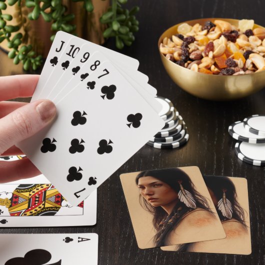 Native American Girl met veren Pokerkaarten (Insitu)