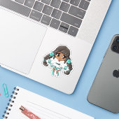 Native American Girl Sticker (Laptop met iPhone)