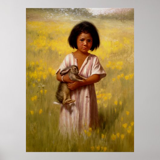 Native American Girl with Rabbit   Poster (Voorkant)