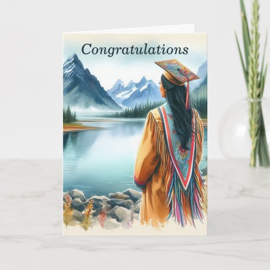 Native American Girl's Afstuderen Kaart (Voorkant)