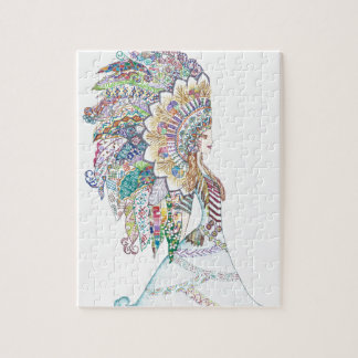 Native American Girl's Headdress Legpuzzel