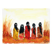 Native American Girls Waterverf Painting Print Foto Afdruk (Voorkant)