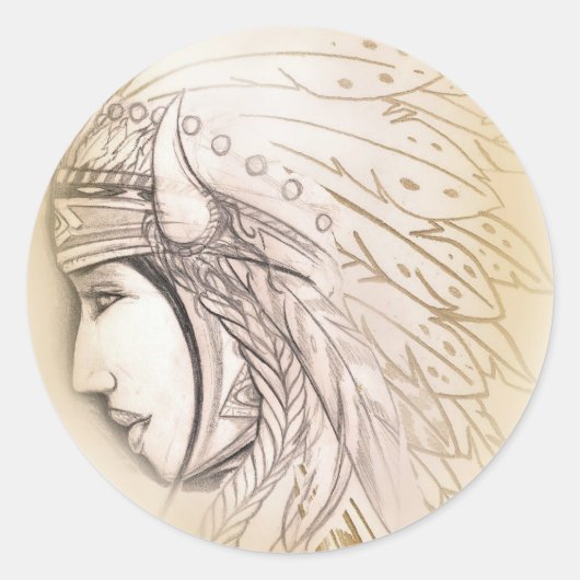 Native American Goddess Sticker (Voorkant)