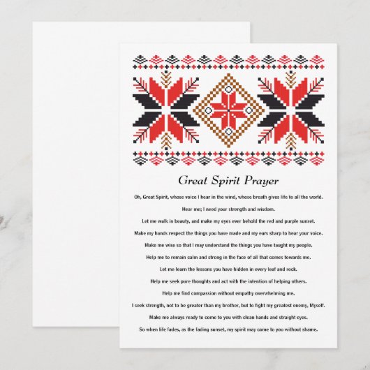 Native American Great Spirit Prayer Flat Kaart (Voorkant / Achterkant)