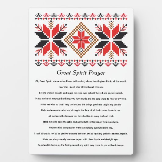 Native American Great Spirit Prayer Fotoplaat (voorkant)