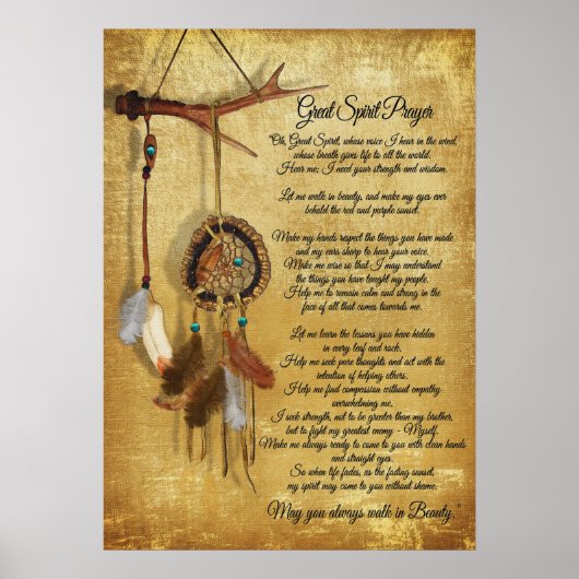 Native American Great spirit Prayer Poster (Voorkant)