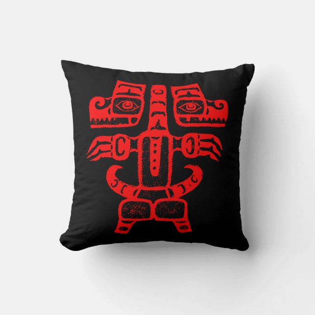 Native American Haida Chilkat Double Bear Tribal Kussen (Voorkant)