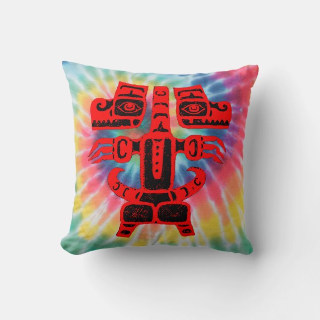 Native American Haida Double Rainbow Bear Tribal Kussen (Voorkant)