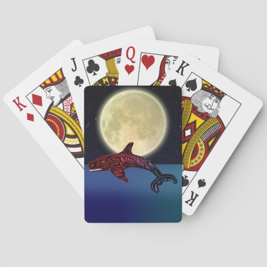 Native American Haida Orca & Moon Art Pokerkaarten (Achterkant)