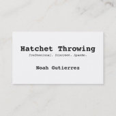 Native-American Hatchet Thrower's Calling Card Visitekaartje (Achterkant)