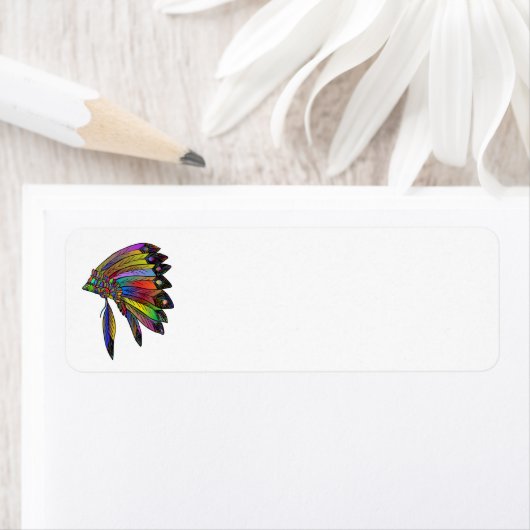Native American Headdress Return Address Label (Insitu)