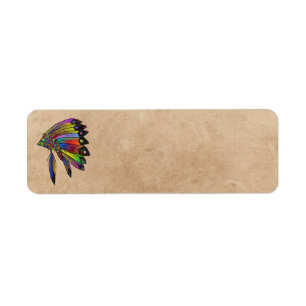 Native American Headdress Return Address Label