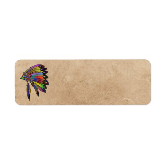 Native American Headdress Return Address Label (Voorkant)