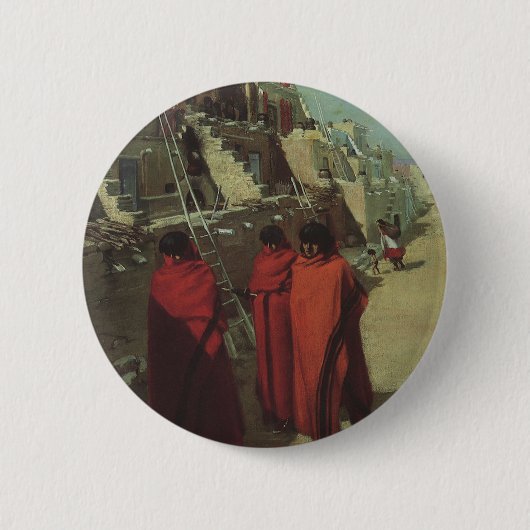  Native American, Hopi Pueblo door Louis Akin Ronde Button 5,7 Cm (Voorkant)