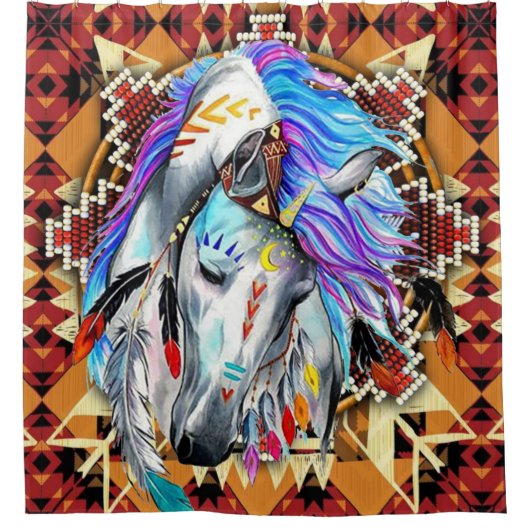 Native American Horse Douchegordijn (Voorkant)