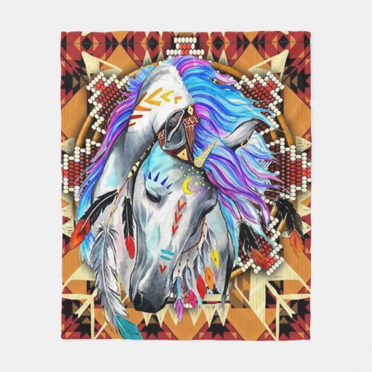 Native American Horse Fleece Deken (Voorkant)