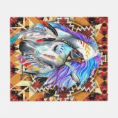 Native American Horse Fleece Deken (Voorkant (Horizontaal))