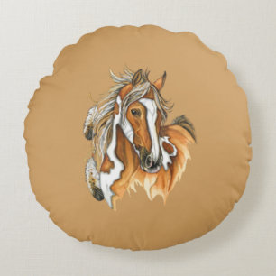 Native American Horse Rond Kussen
