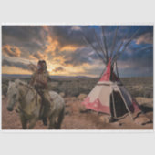 Native American Horseback Tipi Decoupage Tissuepapier (Voorkant)