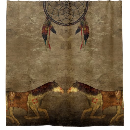 Native American Horses & Dream Catcher Douchegordijn (Voorkant)