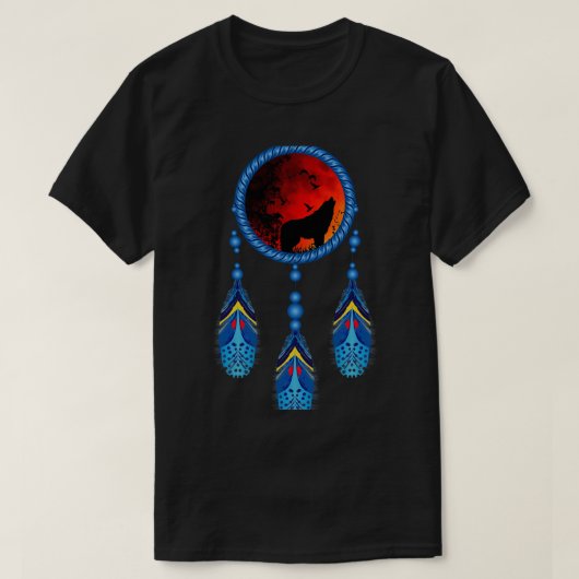 Native American Howling Wolf Dream Catcher Tribal T-shirt (Design voorkant)